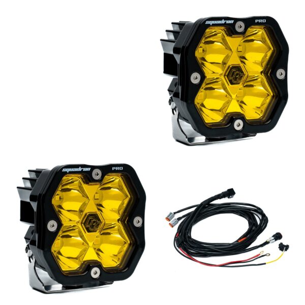 Squadron 2.0 Pro Black LED Auxiliary Light Pod Pair Universal Baja Amber