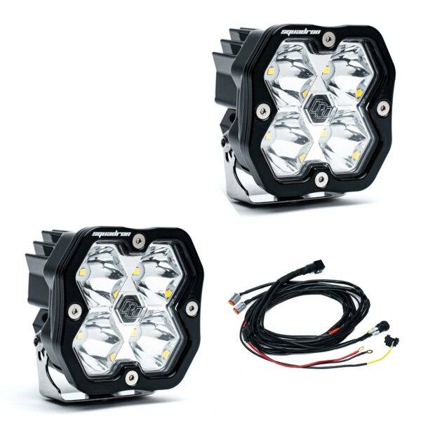 Squadron 2.0 Sport Black LED Auxiliary Light Pod Pair Universal Clear