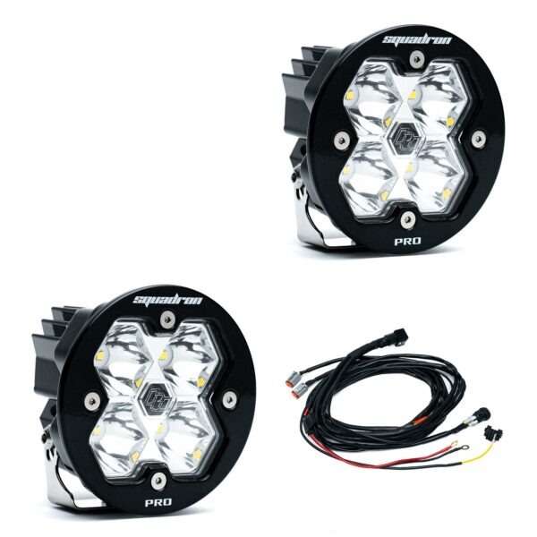 Squadron-R 2.0 Pro Black LED Auxiliary Light Pod Pair Universal Clear